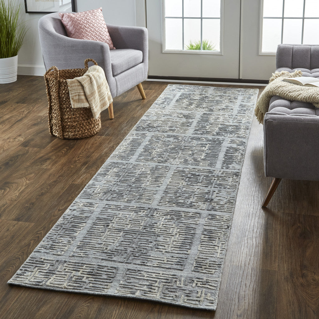 4' X 6' Gray and Ivory Abstract Hand Woven Area Rug