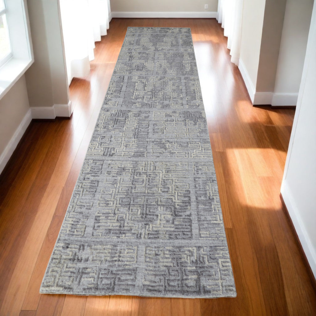 4' X 6' Gray and Ivory Abstract Hand Woven Area Rug