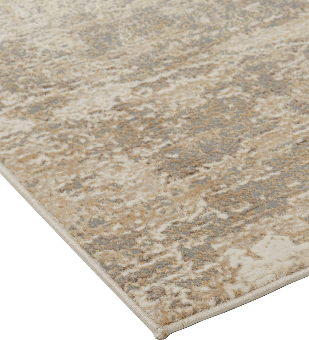 4' X 6' Tan and Ivory Abstract Non Skid Area Rug