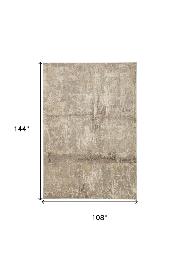 4' X 6' Tan and Ivory Abstract Non Skid Area Rug