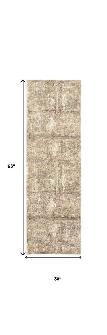 4' X 6' Tan and Ivory Abstract Non Skid Area Rug