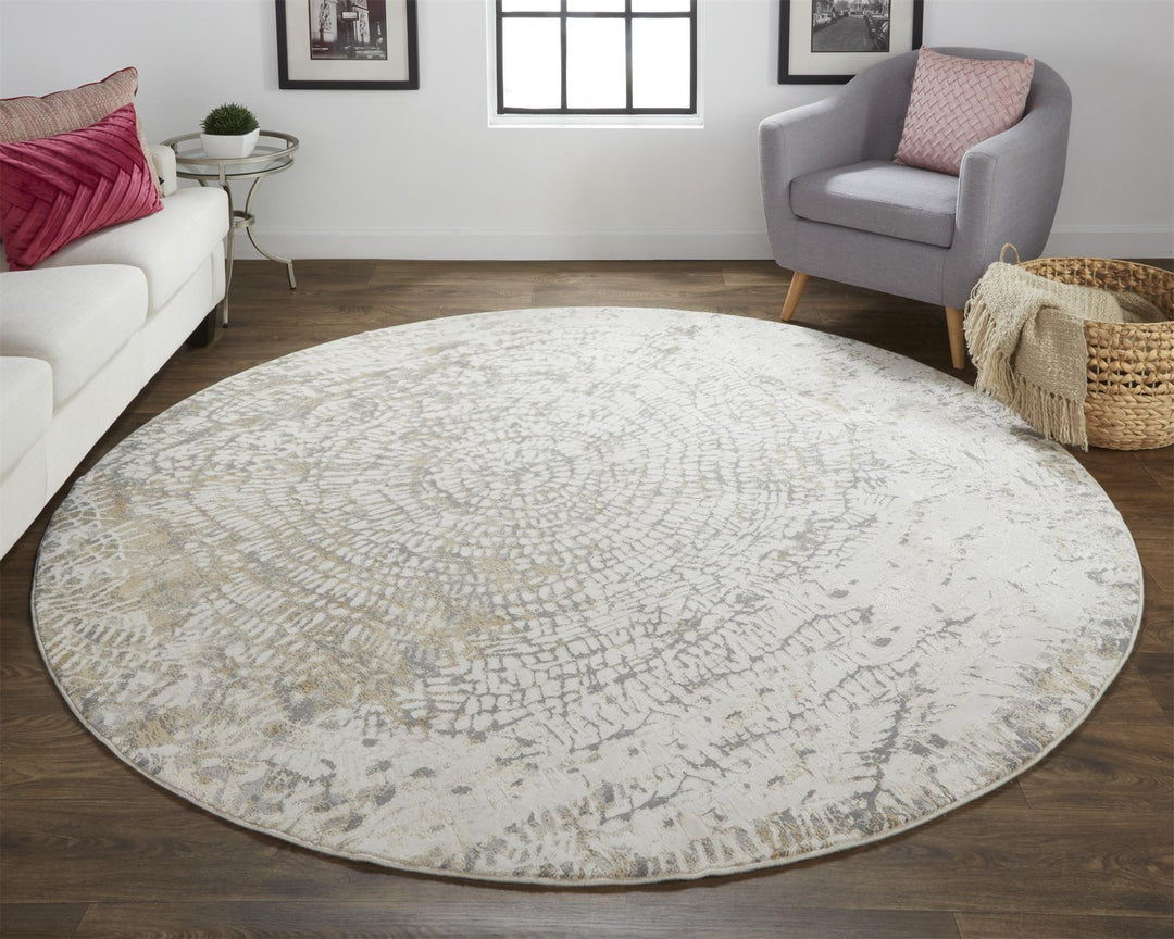 4' X 6' Ivory Tan And Gray Abstract Area Rug