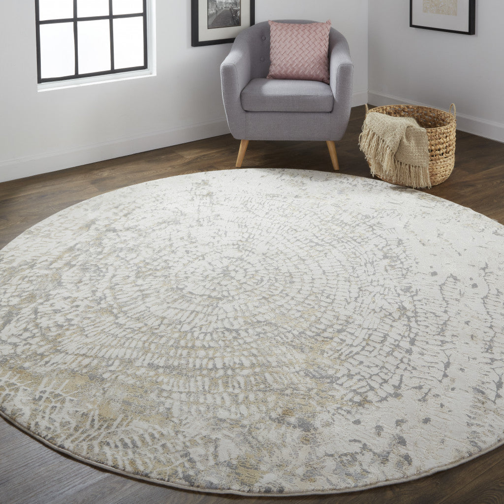 4' X 6' Ivory Tan And Gray Abstract Area Rug