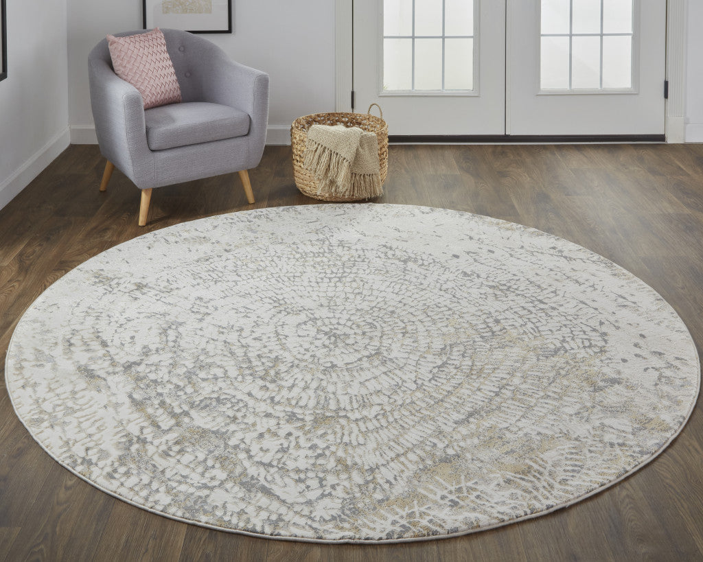 4' X 6' Ivory Tan And Gray Abstract Area Rug