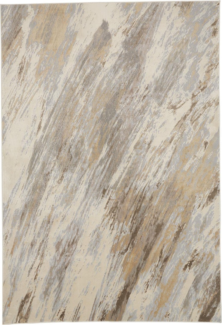 4' X 6' Brown and Ivory Abstract Non Skid Area Rug