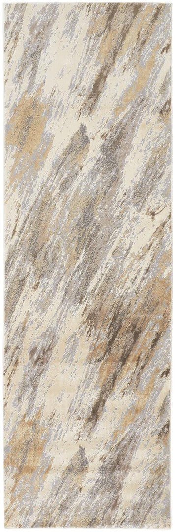 4' X 6' Brown and Ivory Abstract Non Skid Area Rug