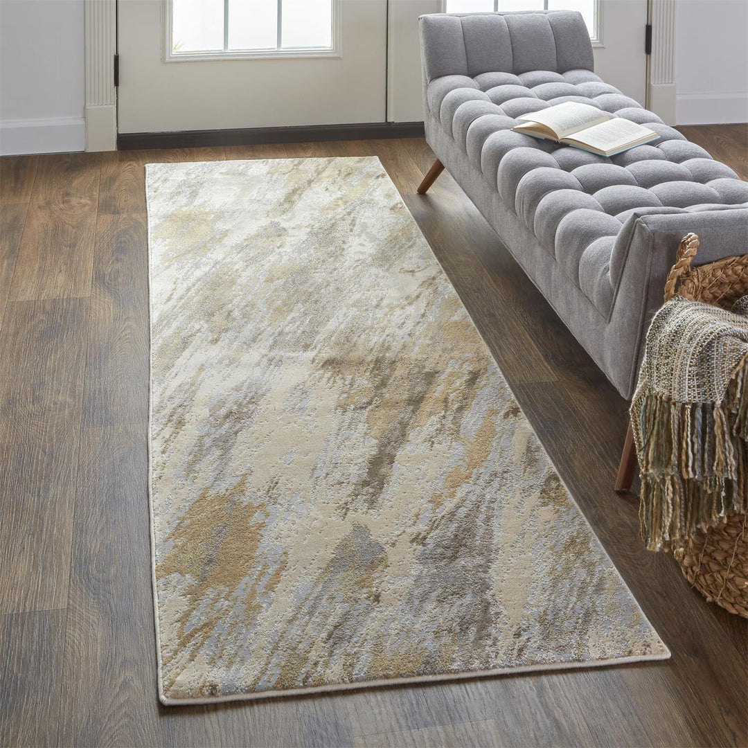 4' X 6' Brown and Ivory Abstract Non Skid Area Rug