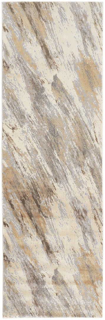 4' X 6' Brown and Ivory Abstract Non Skid Area Rug