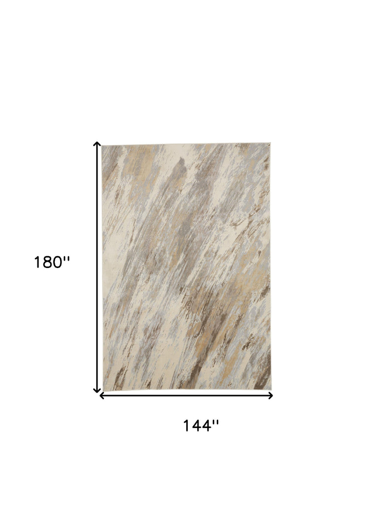 4' X 6' Brown and Ivory Abstract Non Skid Area Rug