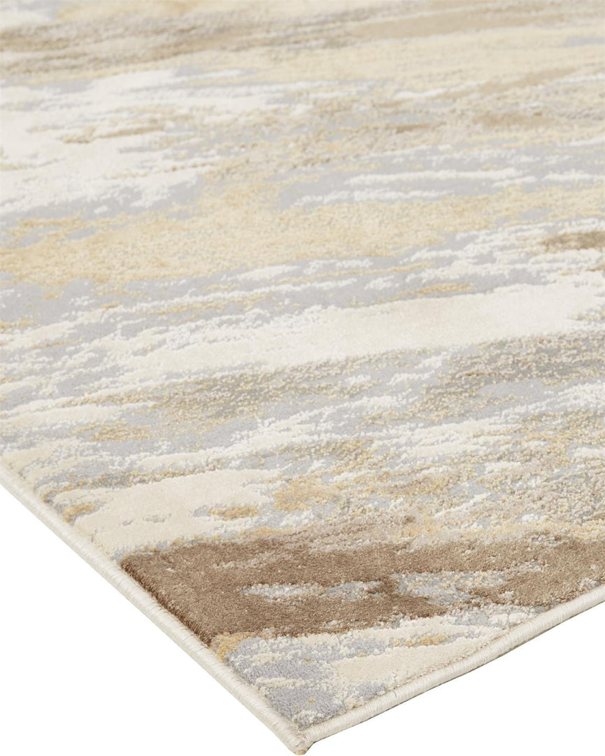 4' X 6' Brown and Ivory Abstract Non Skid Area Rug