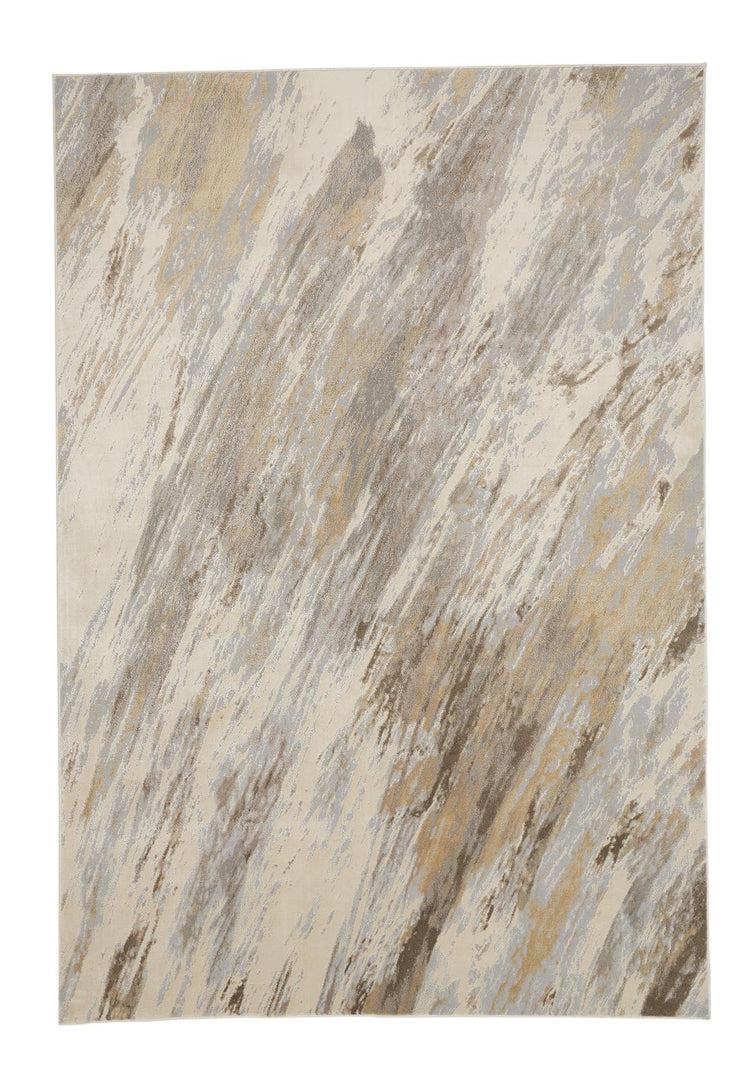 4' X 6' Brown and Ivory Abstract Non Skid Area Rug