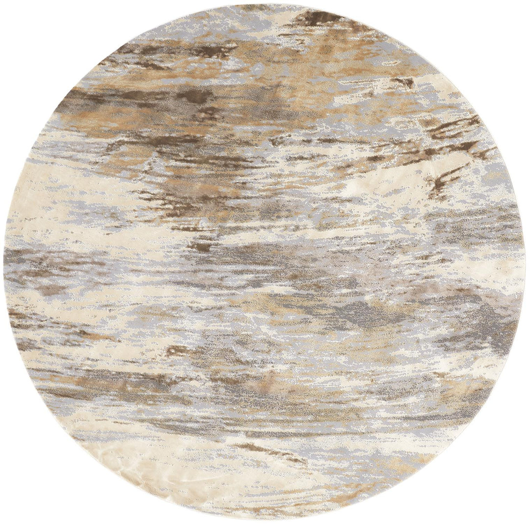 4' X 6' Brown and Ivory Abstract Non Skid Area Rug