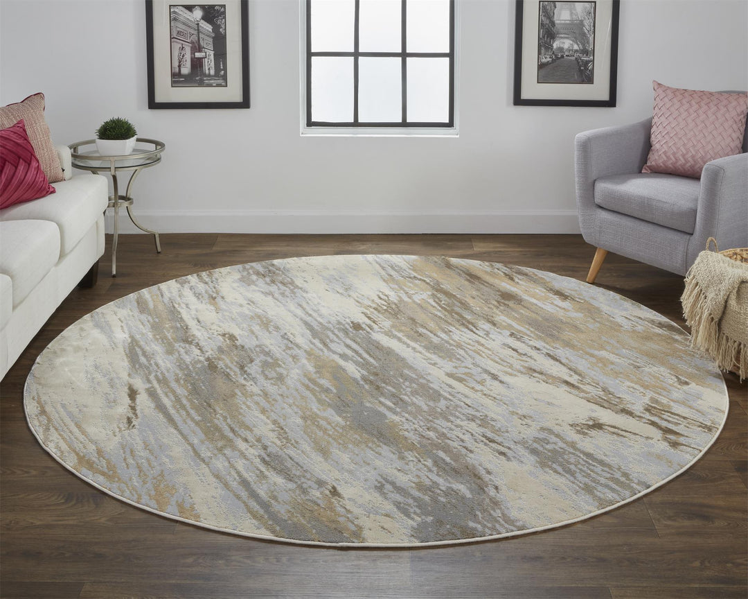 4' X 6' Brown and Ivory Abstract Non Skid Area Rug