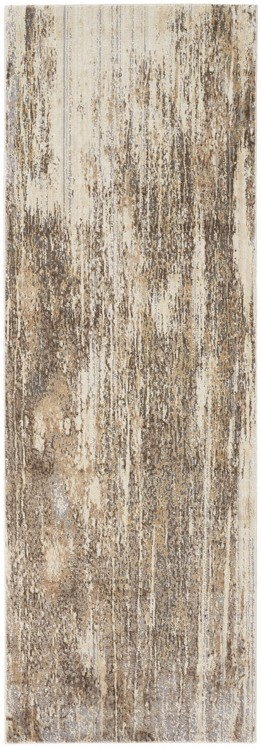 4' X 6' Tan Ivory And Brown Abstract Area Rug