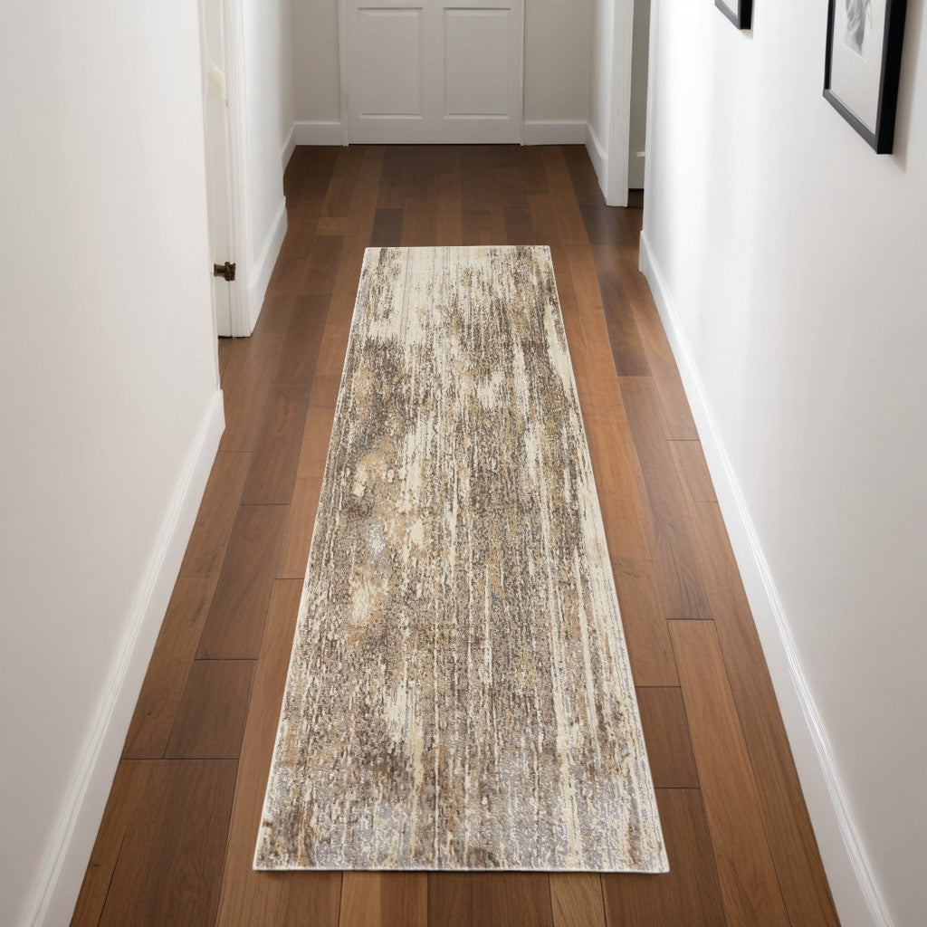 4' X 6' Tan Ivory And Brown Abstract Area Rug