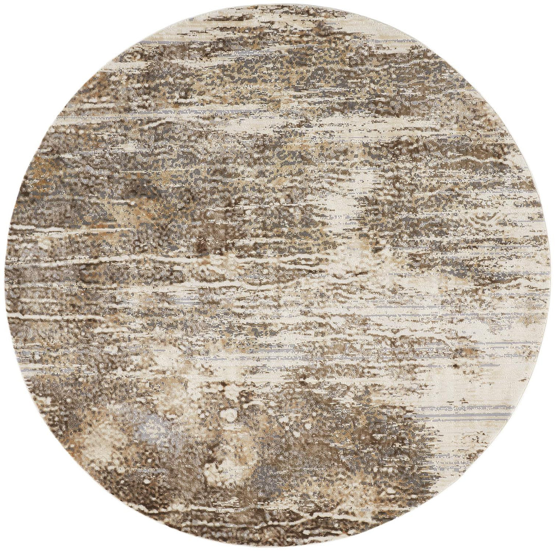 4' X 6' Tan Ivory And Brown Abstract Area Rug