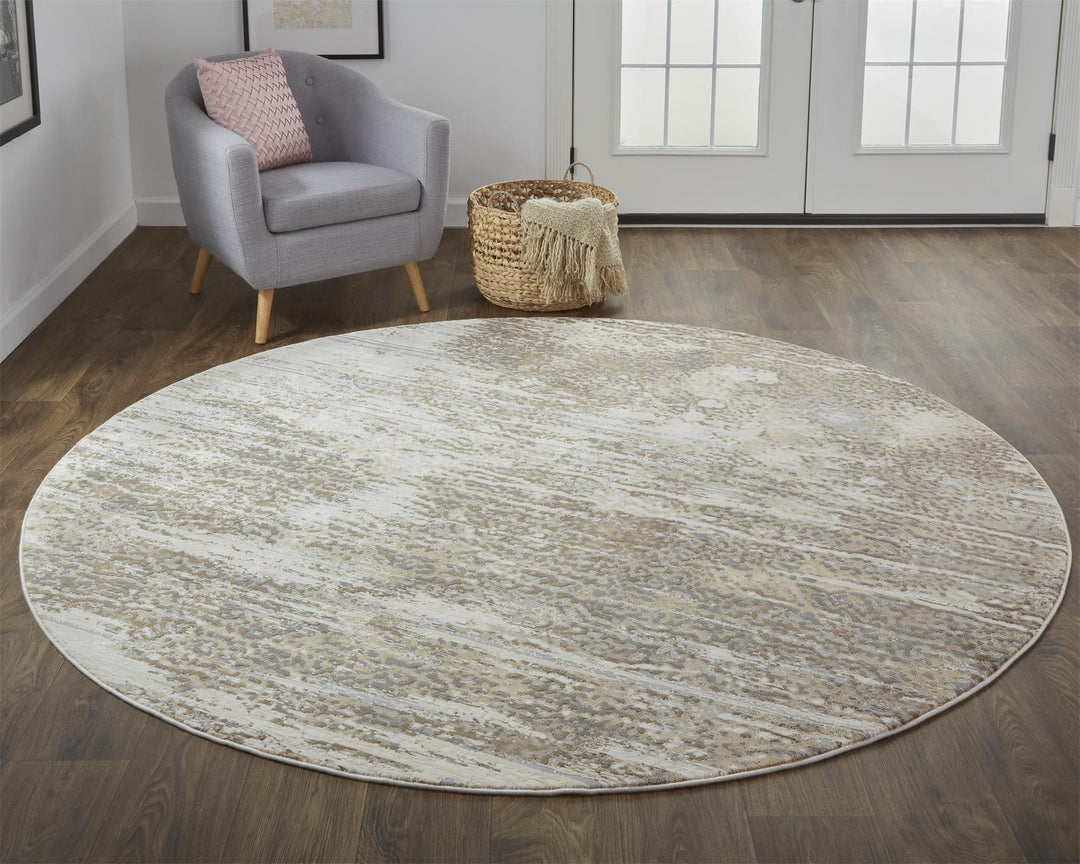 4' X 6' Tan Ivory And Brown Abstract Area Rug