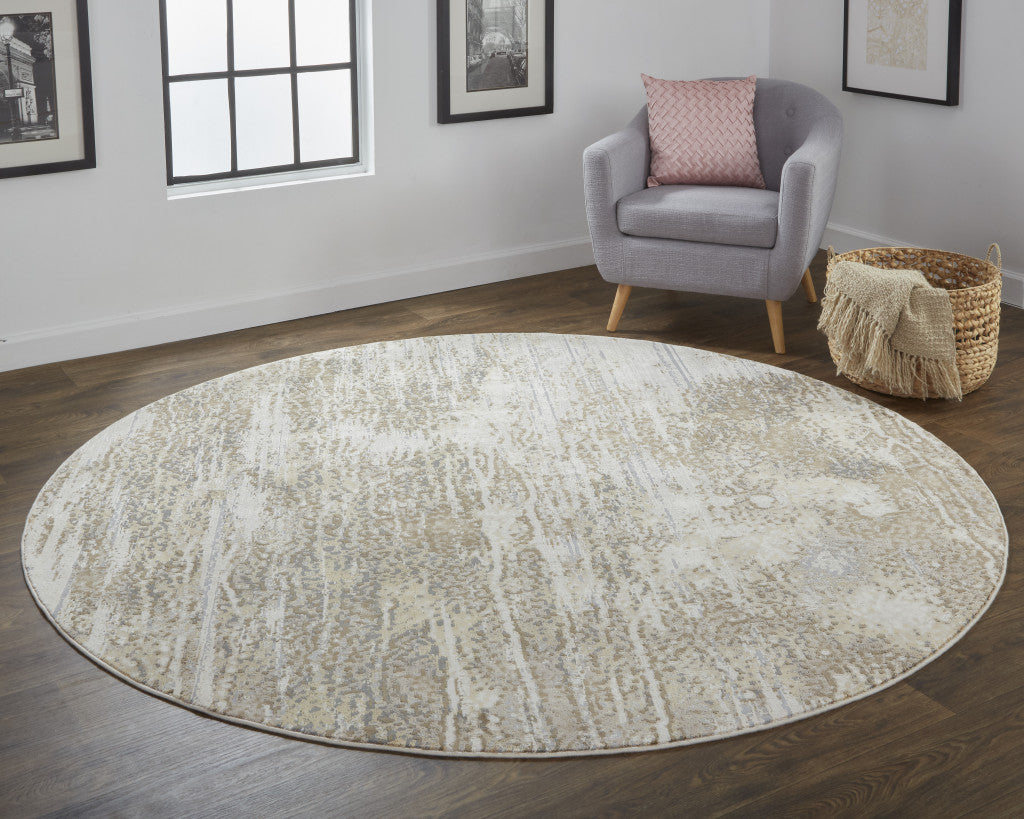 4' X 6' Tan Ivory And Brown Abstract Area Rug