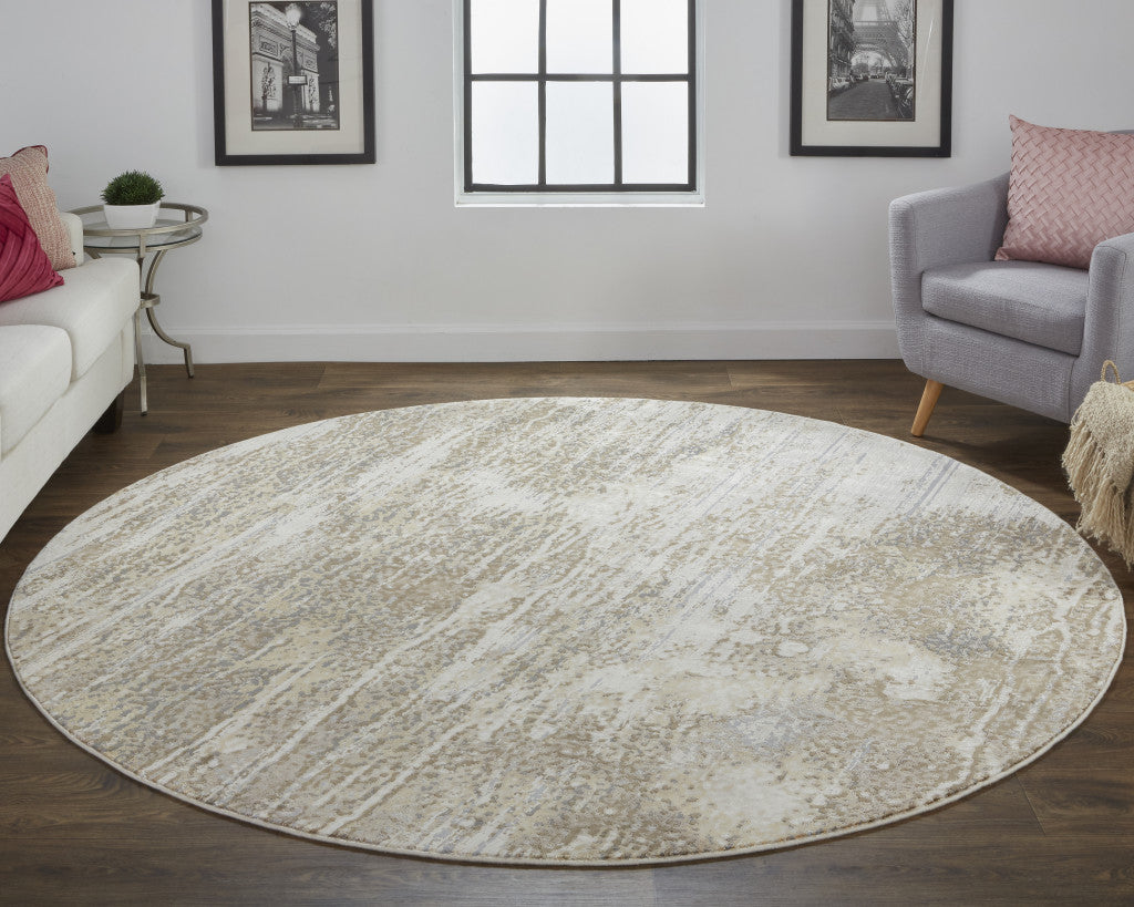 4' X 6' Tan Ivory And Brown Abstract Area Rug