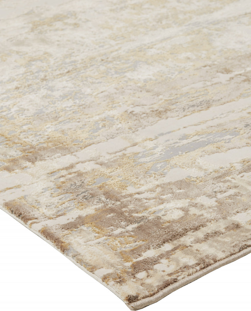 4' X 6' Tan Ivory And Gray Abstract Area Rug