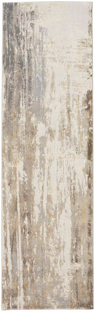 4' X 6' Tan Ivory And Gray Abstract Area Rug