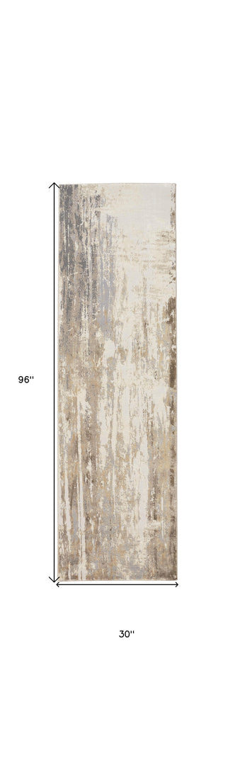 4' X 6' Tan Ivory And Gray Abstract Area Rug