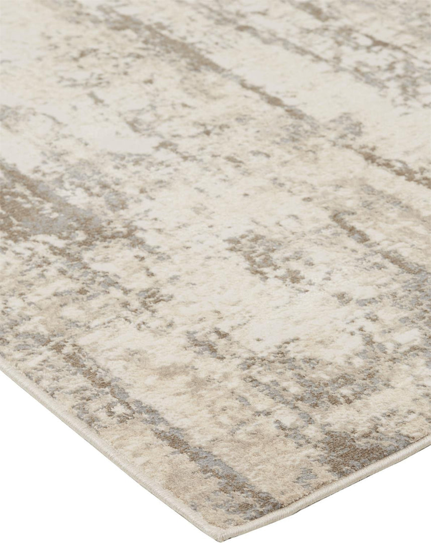 4' X 6' Brown and Ivory Abstract Non Skid Area Rug