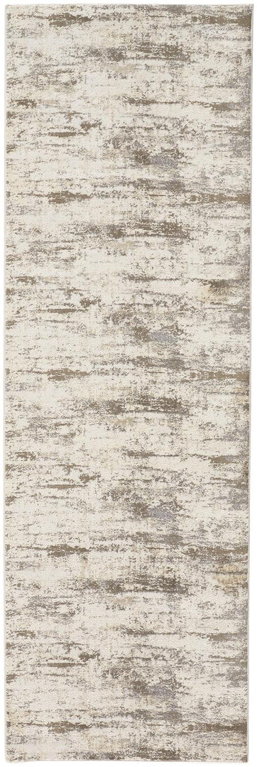 4' X 6' Brown and Ivory Abstract Non Skid Area Rug