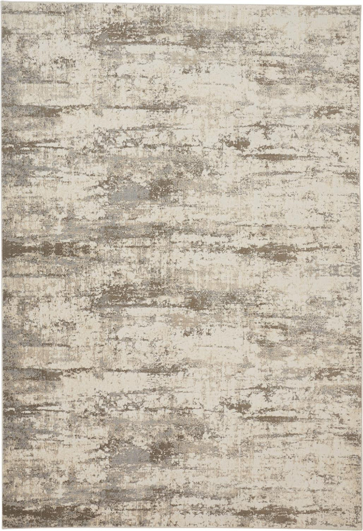 4' X 6' Brown and Ivory Abstract Non Skid Area Rug