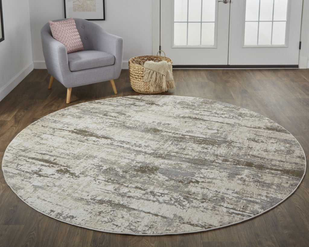 4' X 6' Brown and Ivory Abstract Non Skid Area Rug