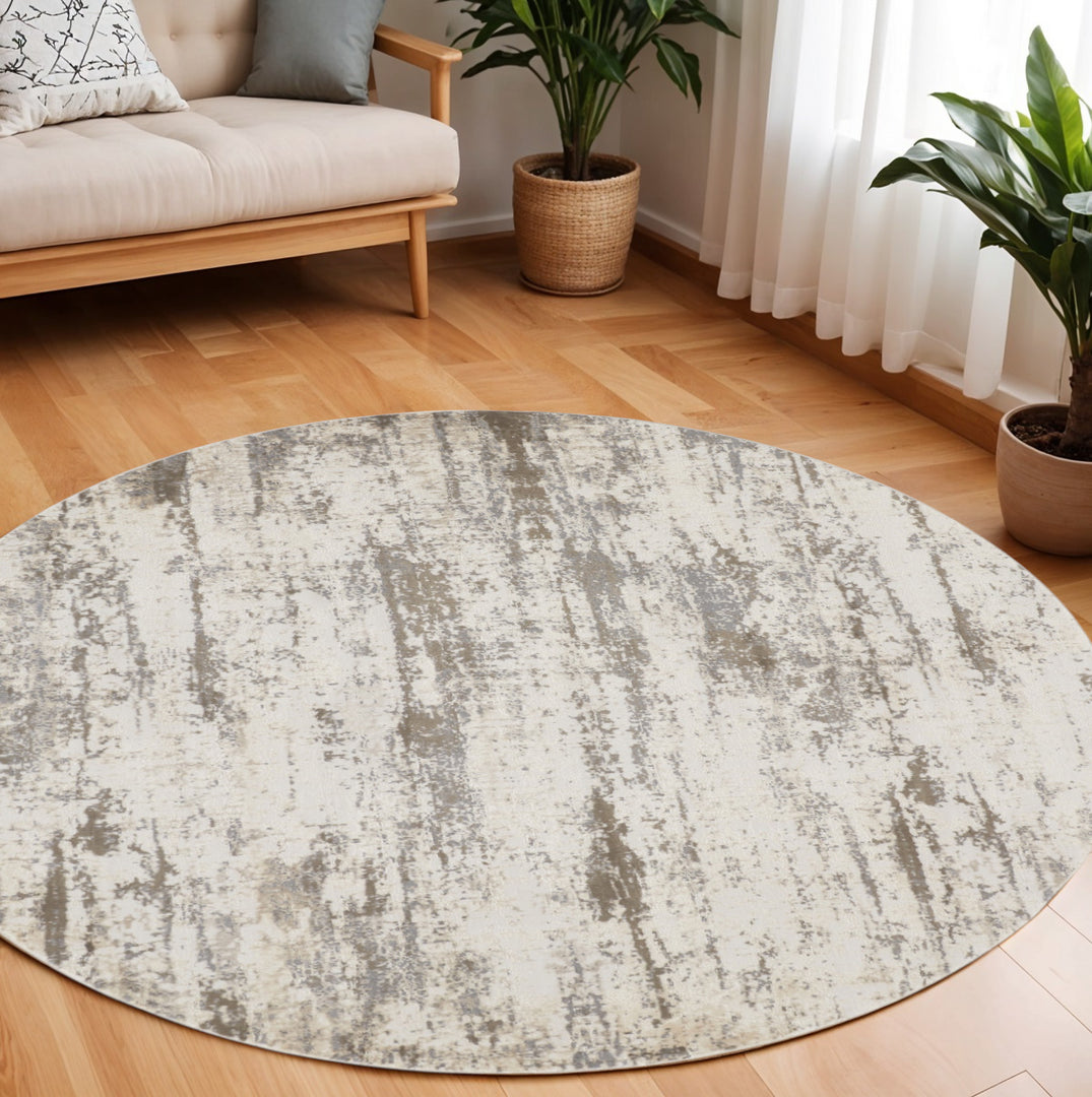 4' X 6' Brown and Ivory Abstract Non Skid Area Rug