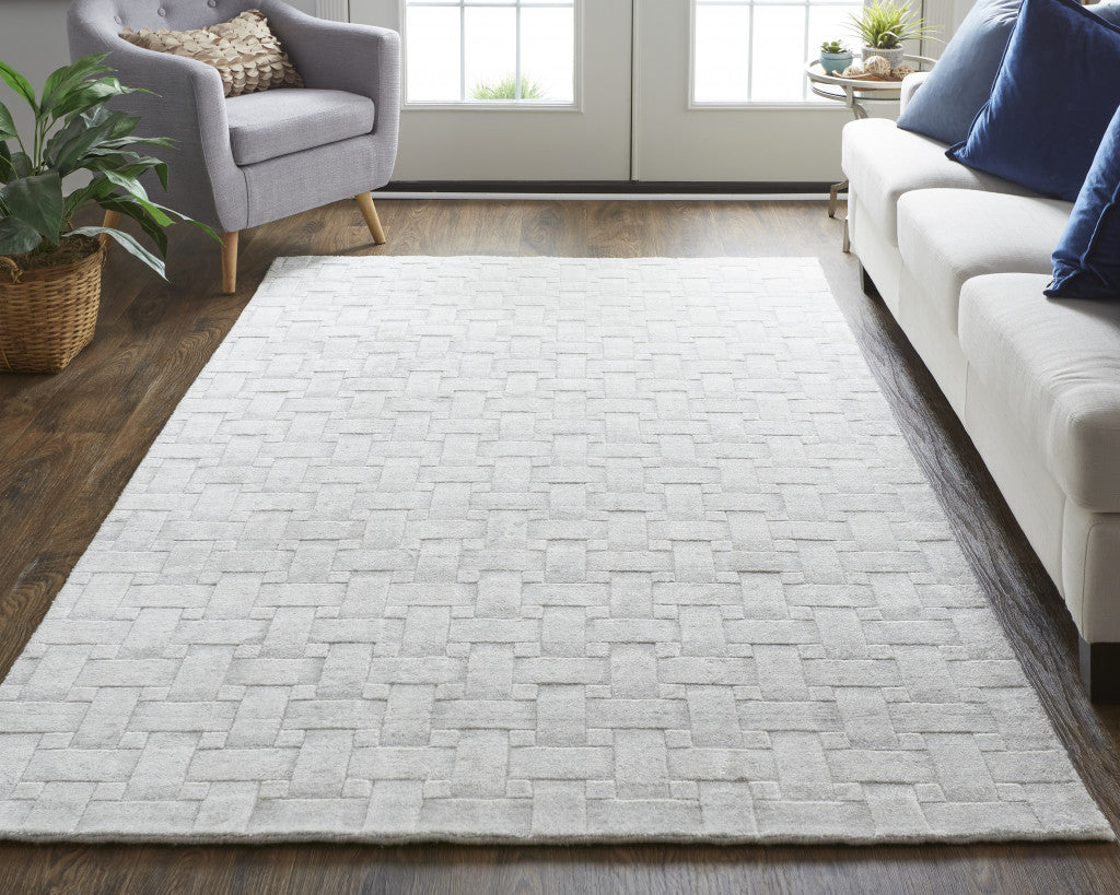 4' X 6' Ivory Striped Hand Woven Area Rug