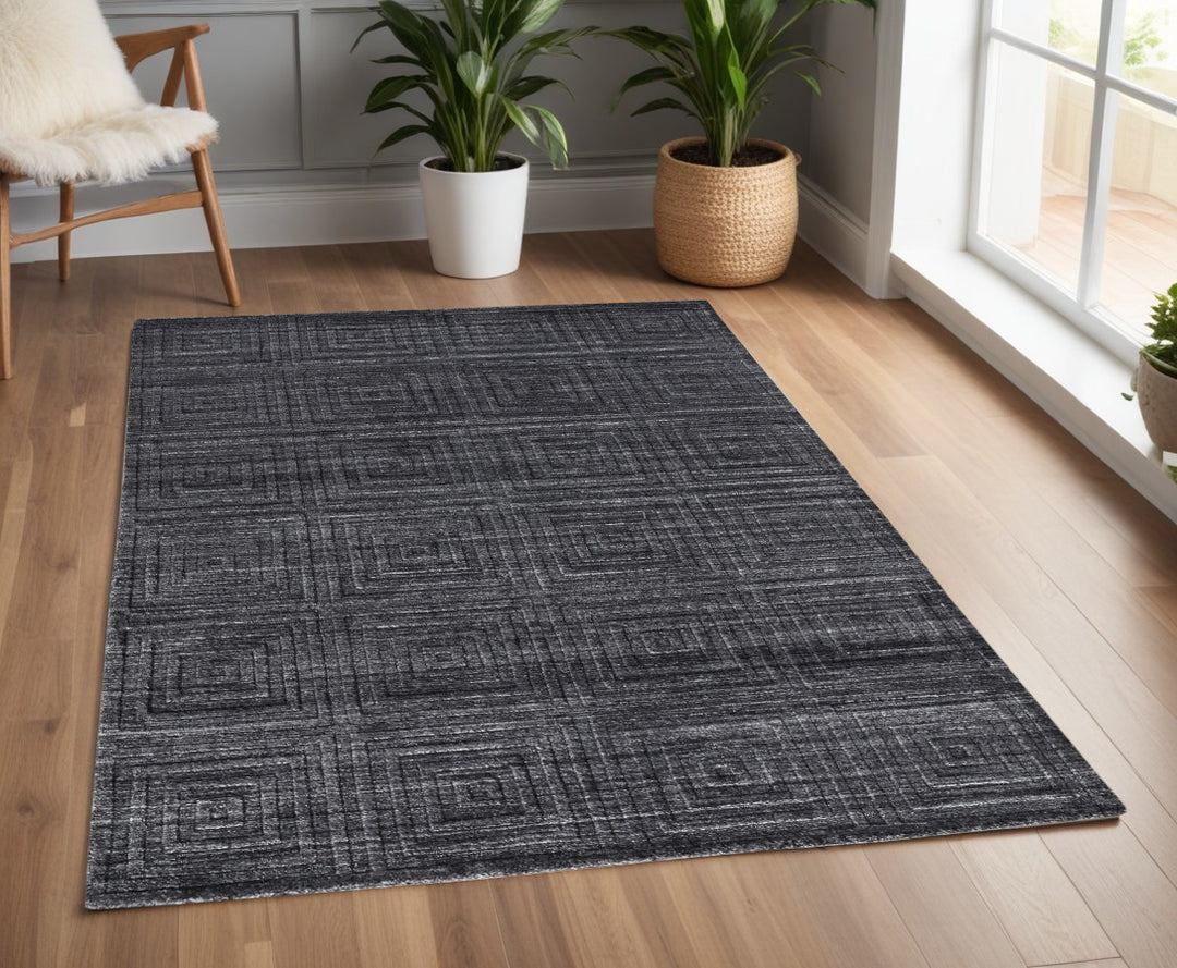 4' X 6' Gray Striped Hand Woven Area Rug