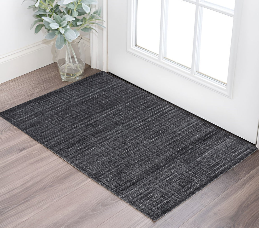 4' X 6' Gray Striped Hand Woven Area Rug