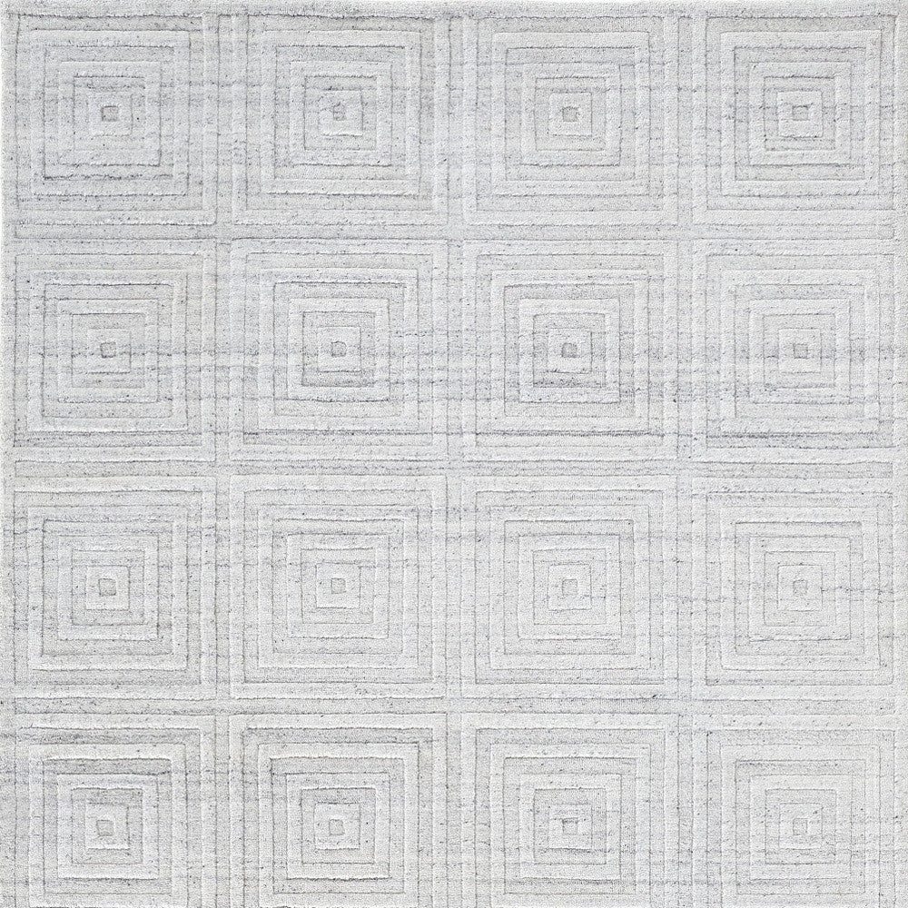 10' X 14' White And Silver Striped Hand Woven Area Rug