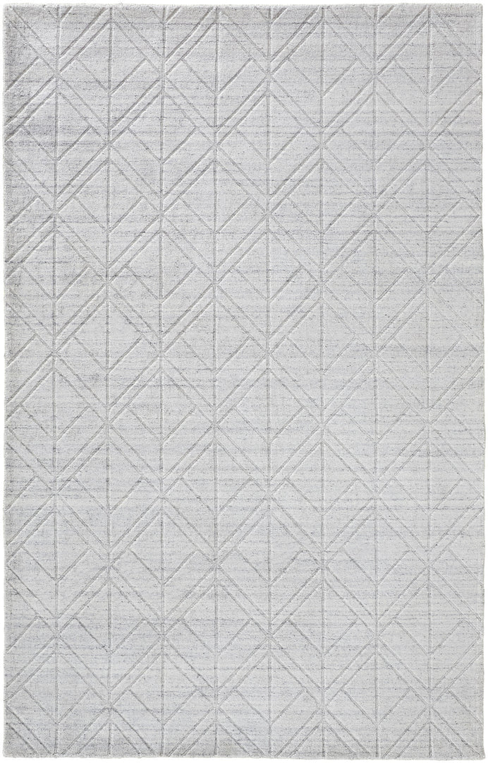 4' X 6' White and Silver Geometric Hand Woven Area Rug