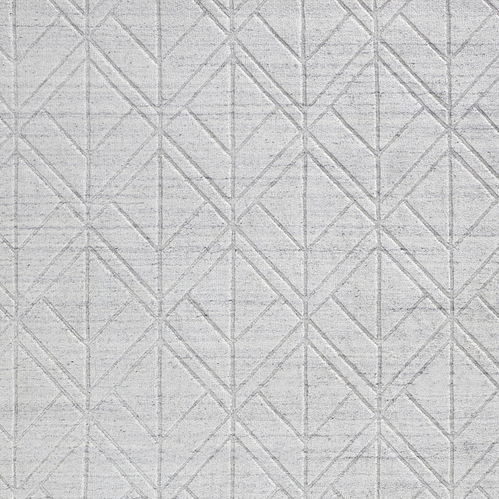 4' X 6' White and Silver Geometric Hand Woven Area Rug