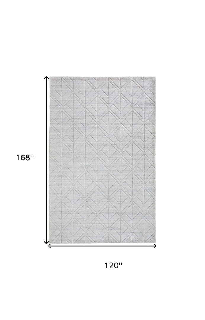 4' X 6' White and Silver Geometric Hand Woven Area Rug