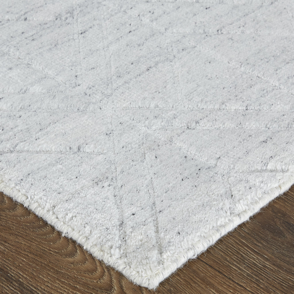 4' X 6' White and Silver Geometric Hand Woven Area Rug