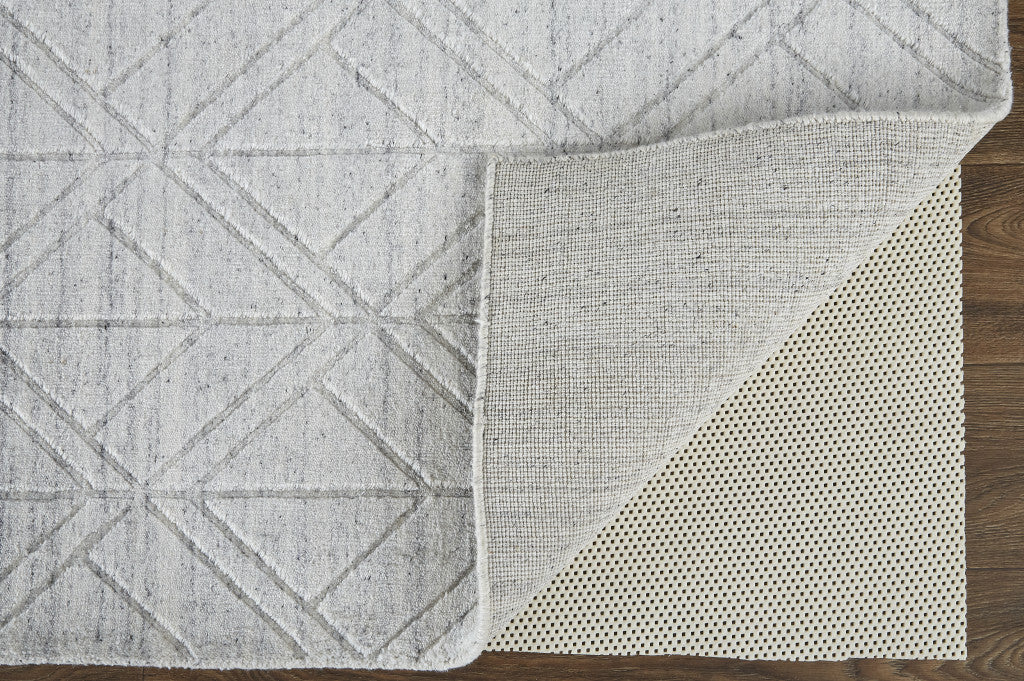 4' X 6' White and Silver Geometric Hand Woven Area Rug