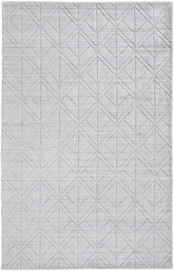 4' X 6' White and Silver Geometric Hand Woven Area Rug