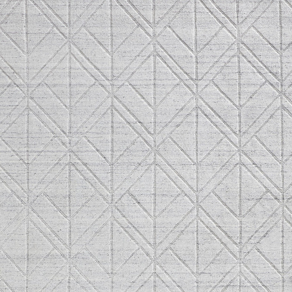 4' X 6' White and Silver Geometric Hand Woven Area Rug