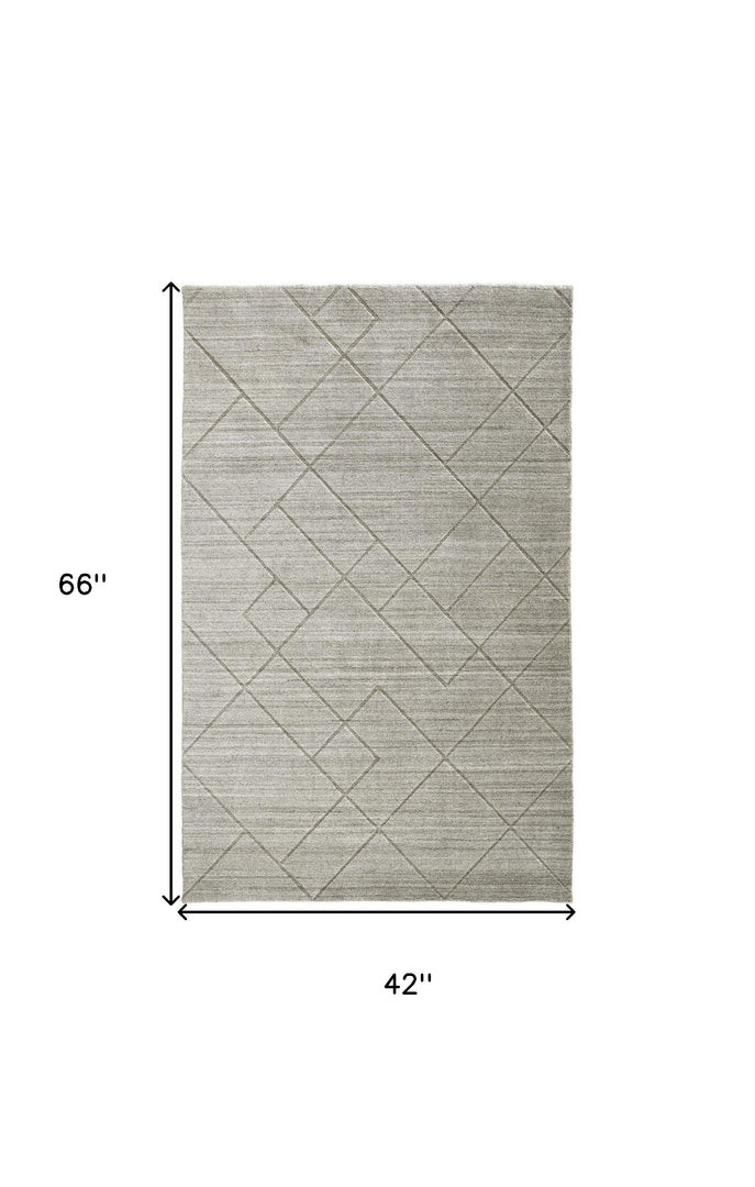 4' X 6' Gray and Ivory Striped Hand Woven Area Rug