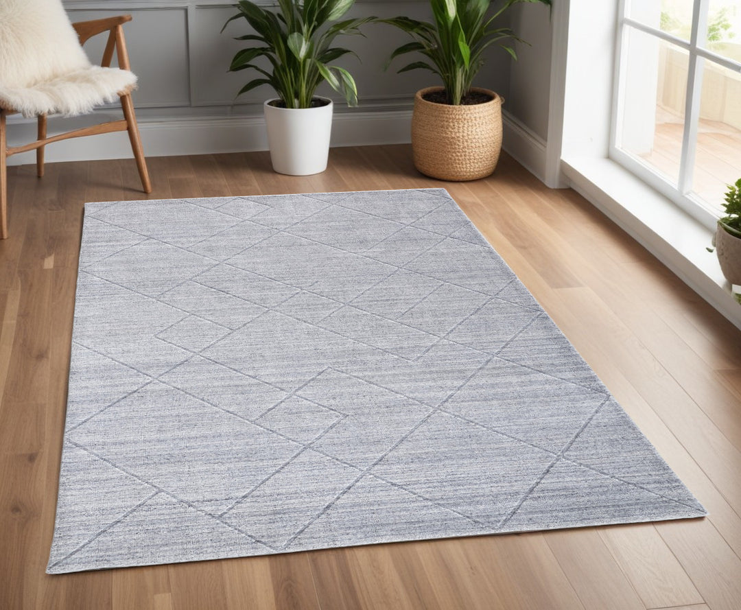 4' X 6' Gray and Ivory Striped Hand Woven Area Rug