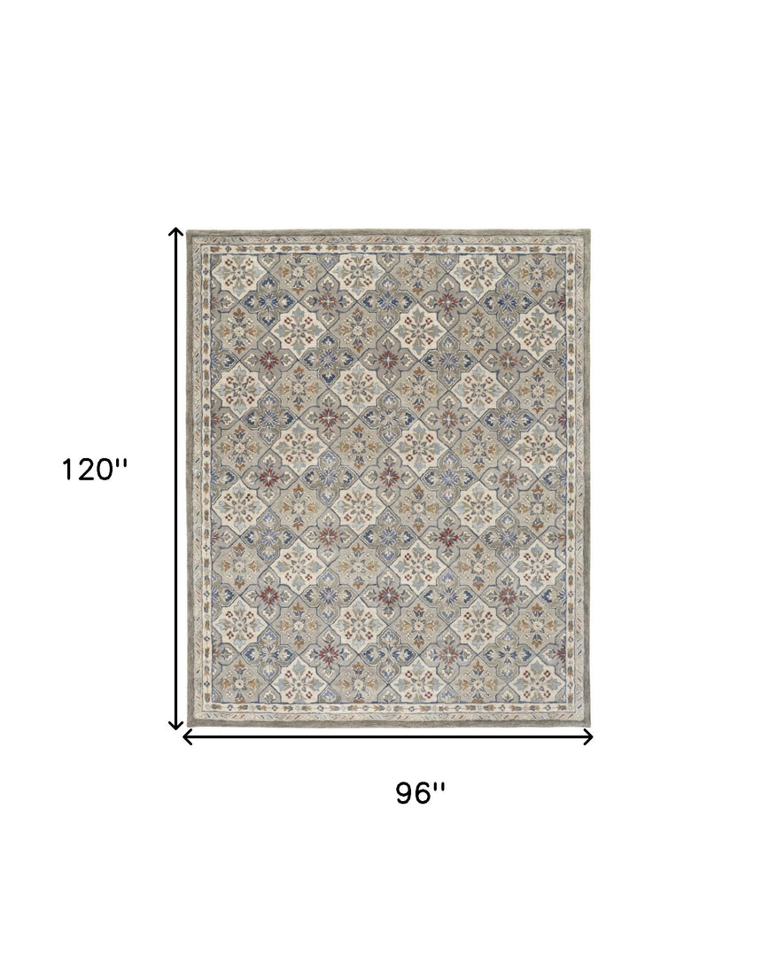 4' X 6' Taupe and Ivory Wool Patchwork Hand Tufted Area Rug