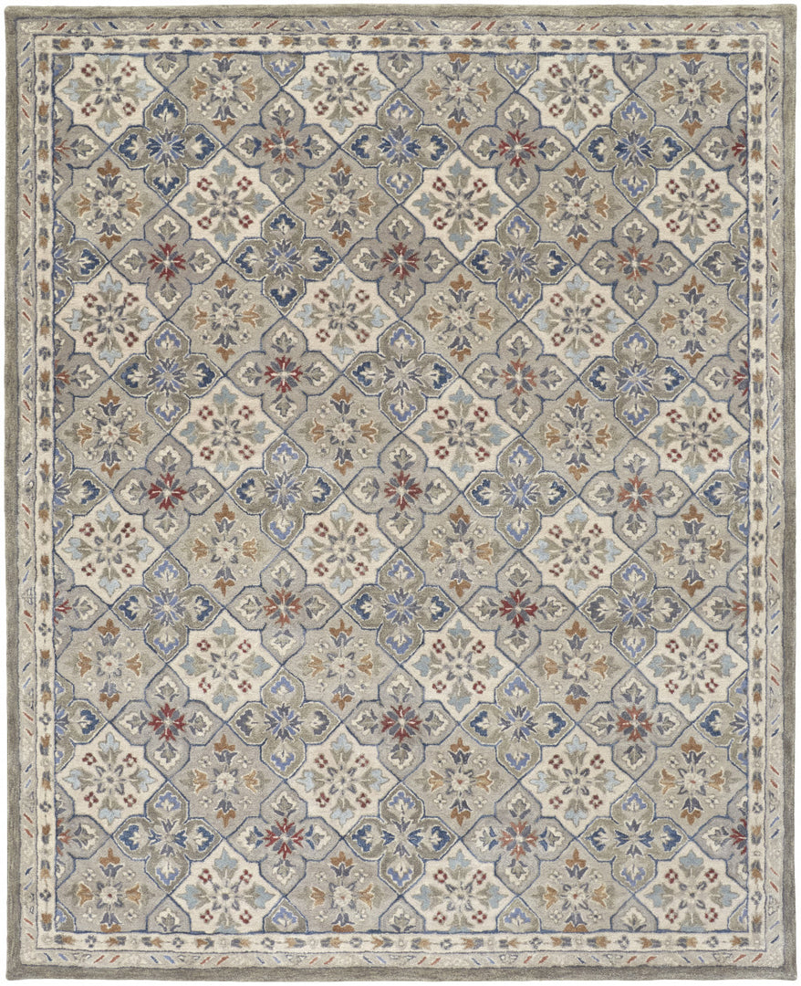 4' X 6' Taupe and Ivory Wool Patchwork Hand Tufted Area Rug