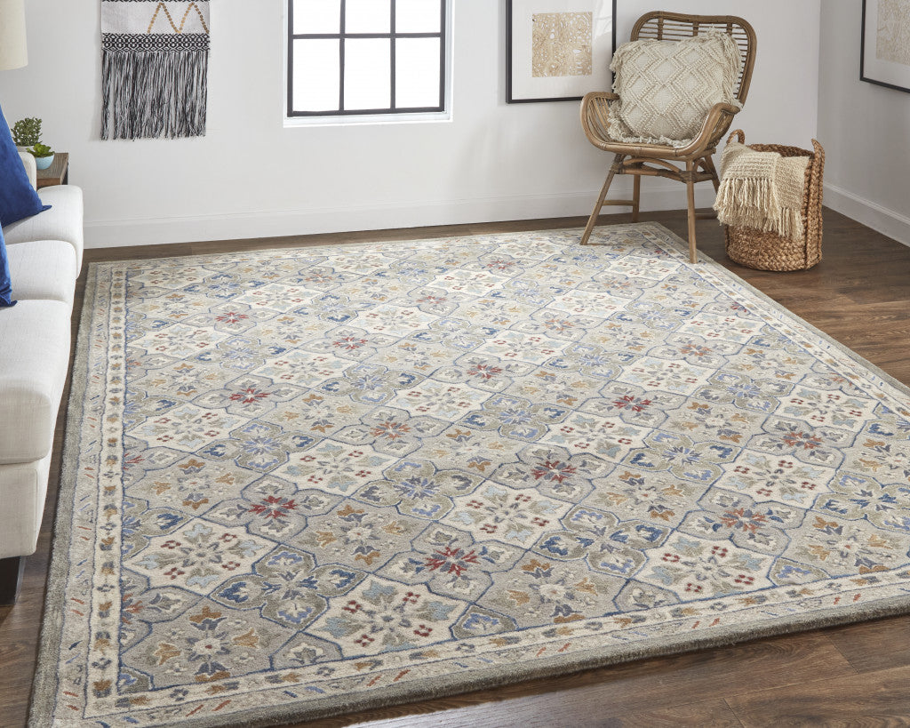 4' X 6' Taupe and Ivory Wool Patchwork Hand Tufted Area Rug