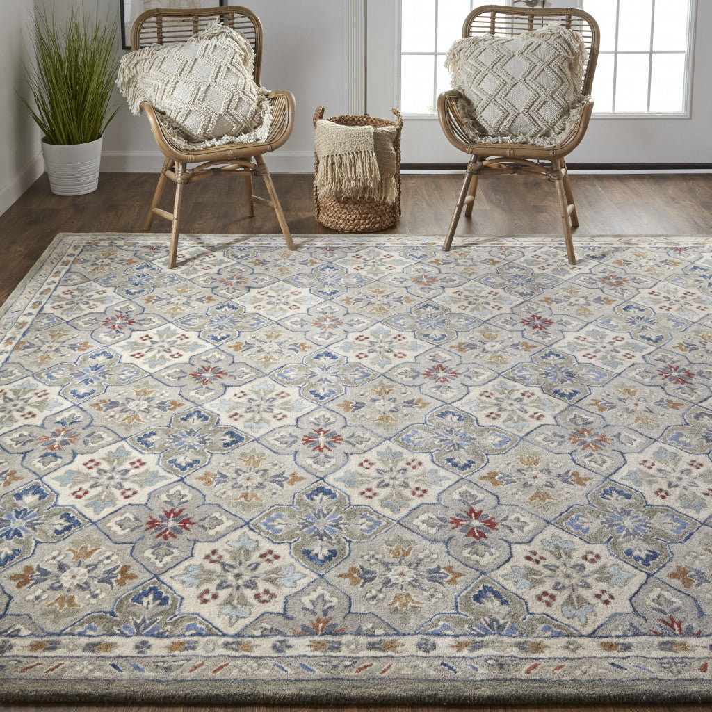 4' X 6' Taupe and Ivory Wool Patchwork Hand Tufted Area Rug