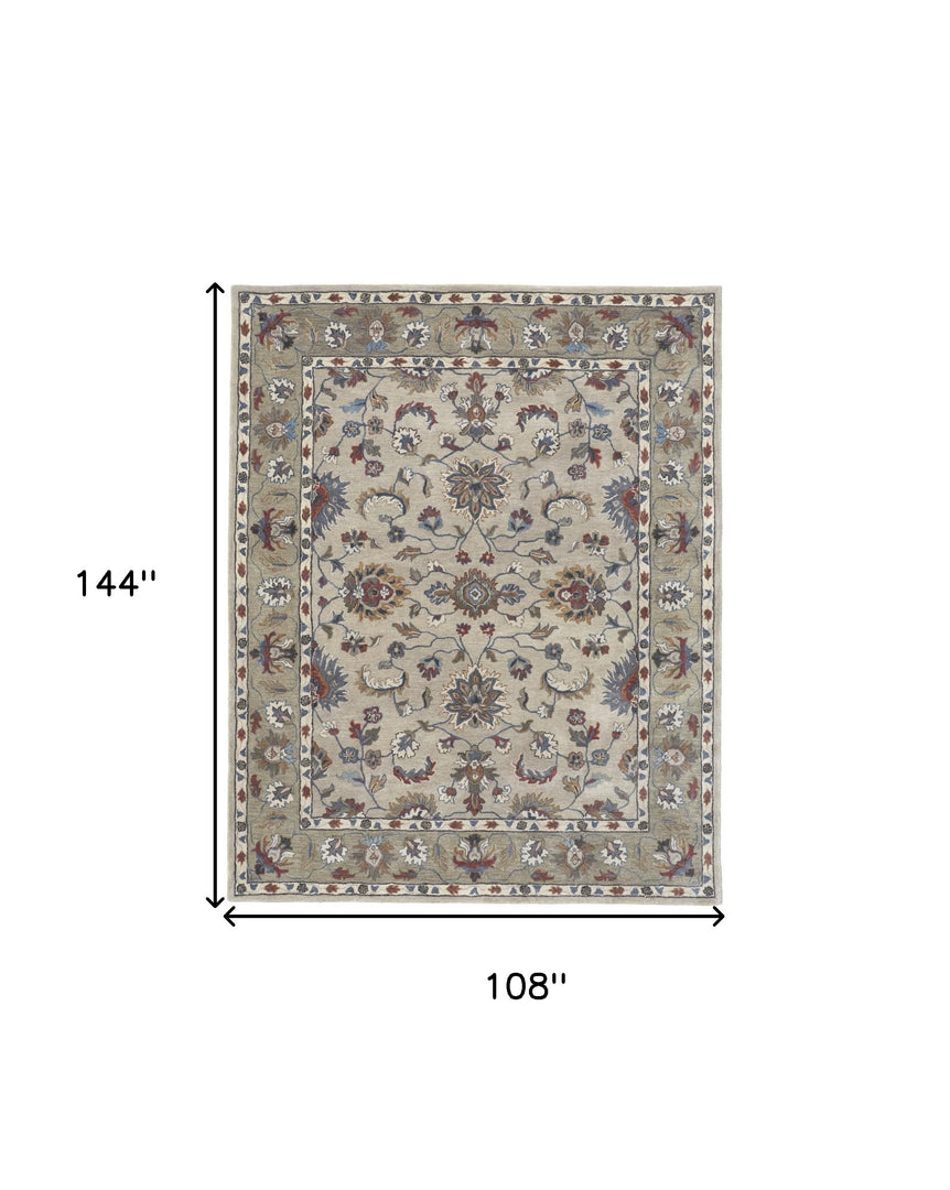 4' X 6' Ivory and Blue Wool Floral Hand Tufted Area Rug