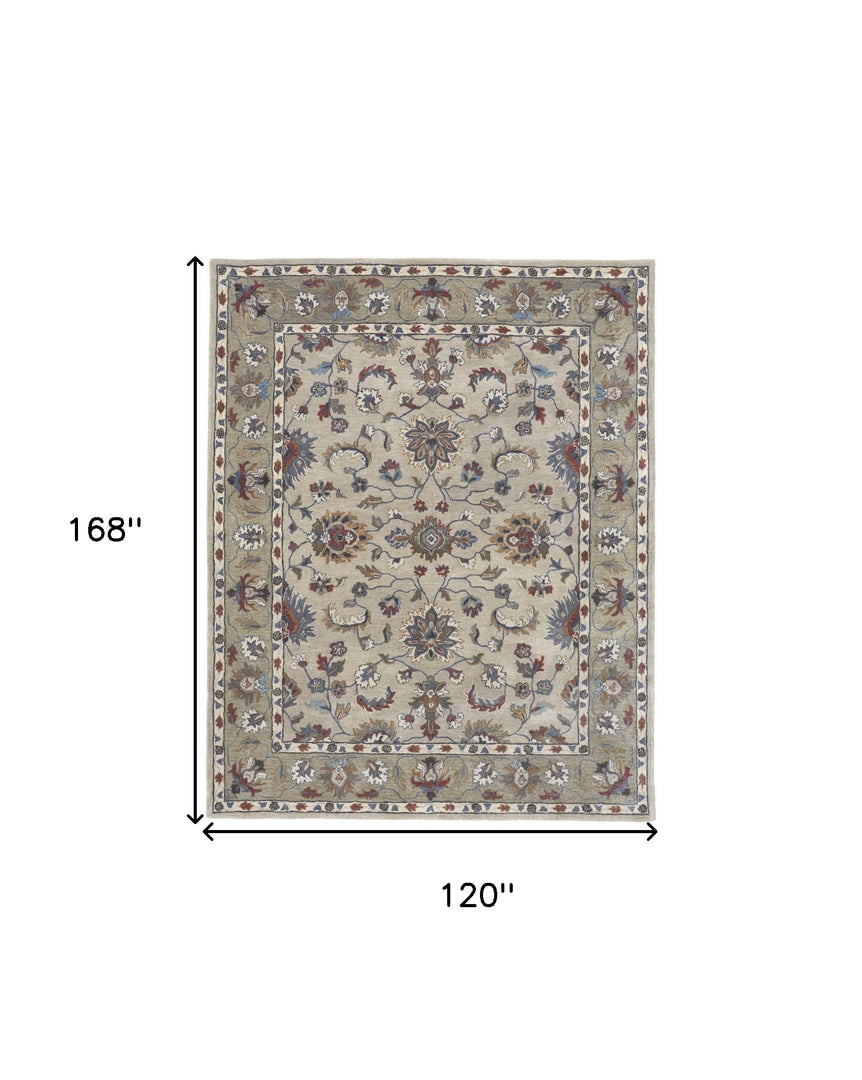 4' X 6' Ivory and Blue Wool Floral Hand Tufted Area Rug